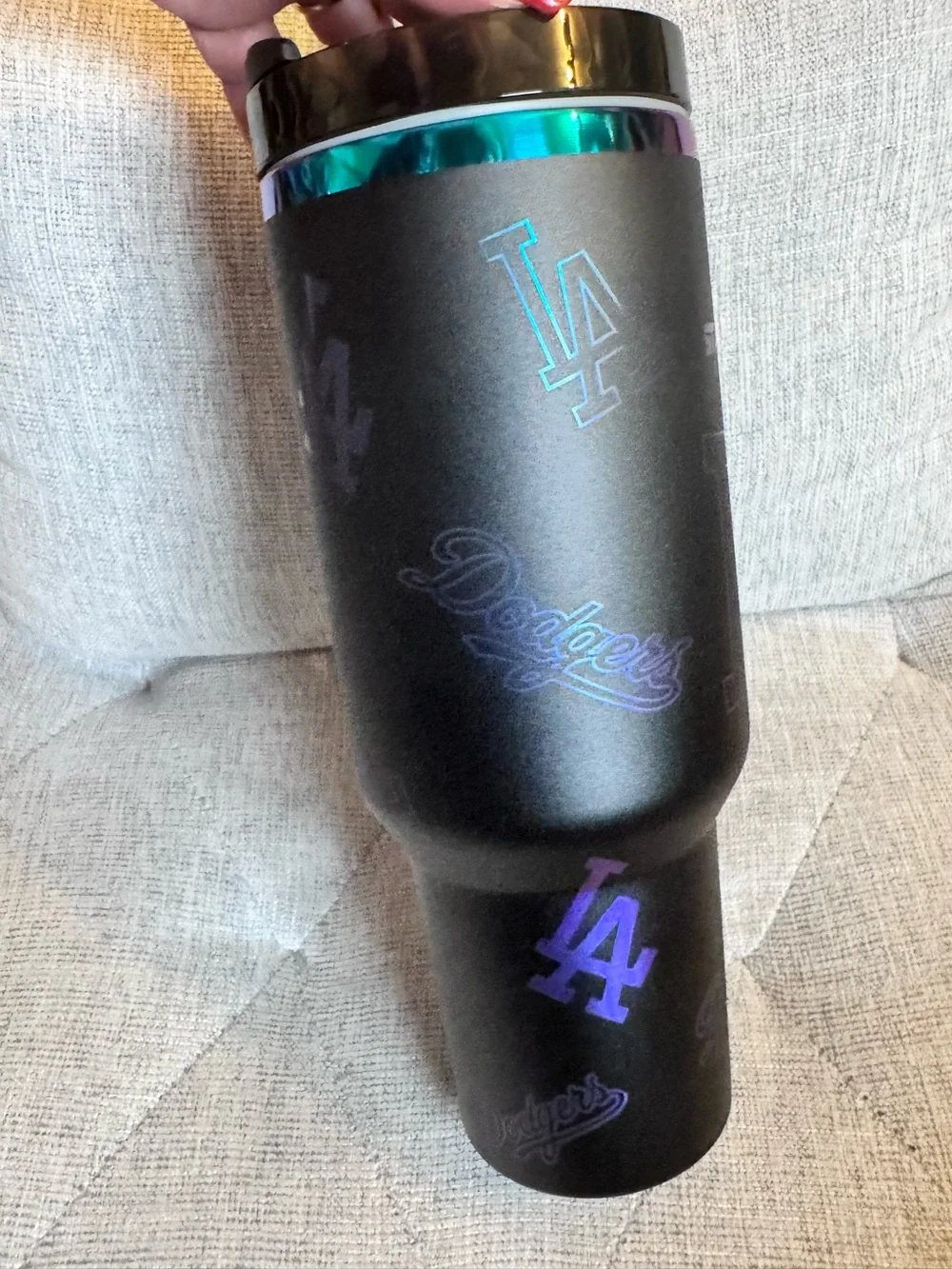 Stanley x LA Dodgers 40 oz Flowstate Quencher H2.O Tumbler Black with Oil Slick - Picture 6 of 14